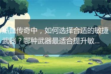 热血传奇中，如何选择合适的敏捷武器？哪种武器最适合提升敏捷？
