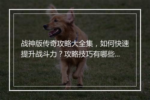 战神版传奇攻略大全集，如何快速提升战斗力？攻略技巧有哪些？