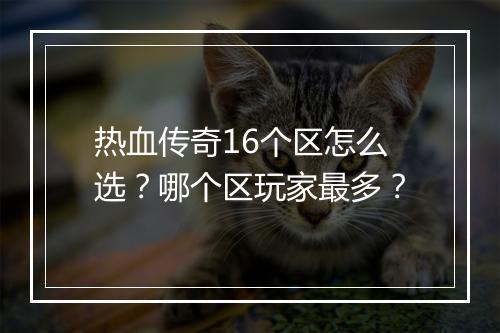 热血传奇16个区怎么选？哪个区玩家最多？