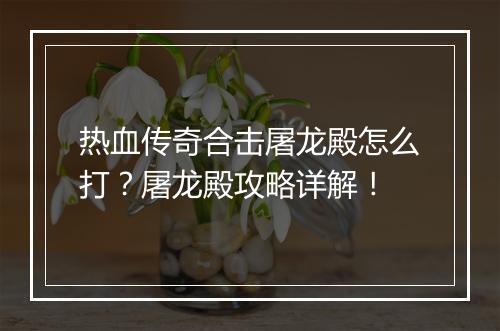 热血传奇合击屠龙殿怎么打？屠龙殿攻略详解！