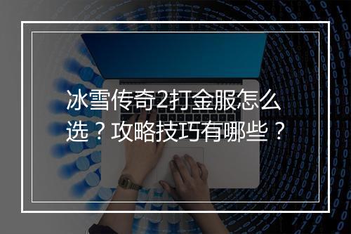 冰雪传奇2打金服怎么选？攻略技巧有哪些？