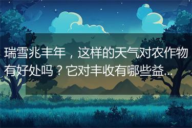 瑞雪兆丰年，这样的天气对农作物有好处吗？它对丰收有哪些益处？