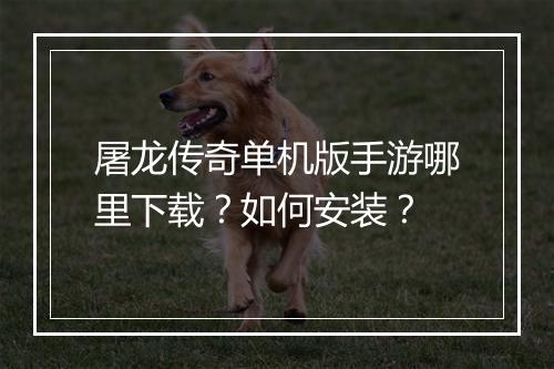 屠龙传奇单机版手游哪里下载？如何安装？