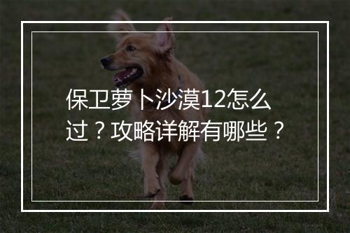 保卫萝卜沙漠12怎么过？攻略详解有哪些？