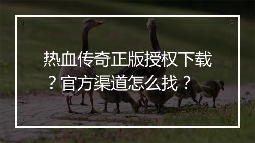 热血传奇正版授权下载？官方渠道怎么找？