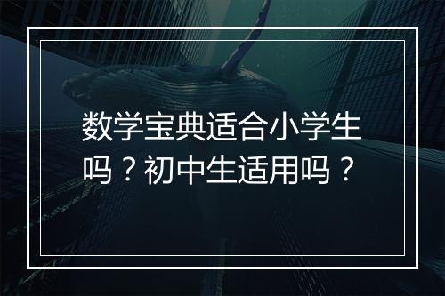 数学宝典适合小学生吗？初中生适用吗？
