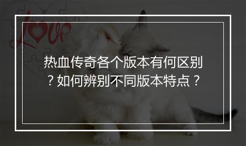 热血传奇各个版本有何区别？如何辨别不同版本特点？