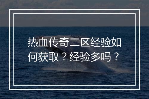 热血传奇二区经验如何获取？经验多吗？