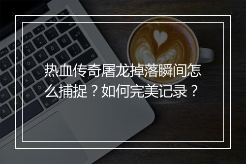 热血传奇屠龙掉落瞬间怎么捕捉？如何完美记录？