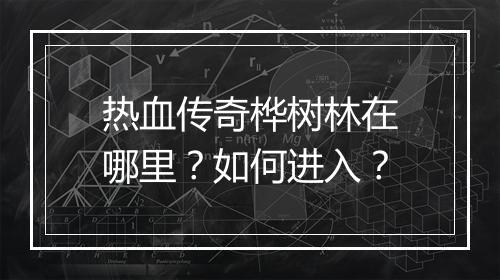 热血传奇桦树林在哪里？如何进入？