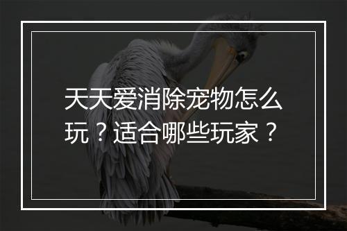 天天爱消除宠物怎么玩？适合哪些玩家？