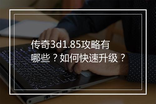传奇3d1.85攻略有哪些？如何快速升级？