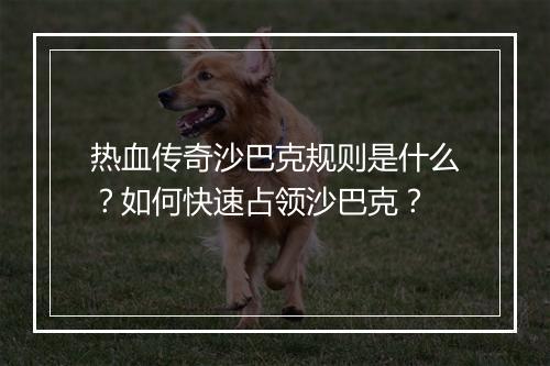 热血传奇沙巴克规则是什么？如何快速占领沙巴克？