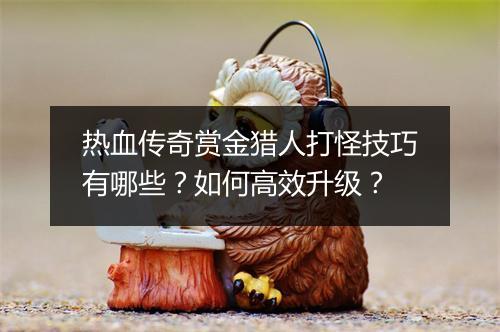 热血传奇赏金猎人打怪技巧有哪些？如何高效升级？