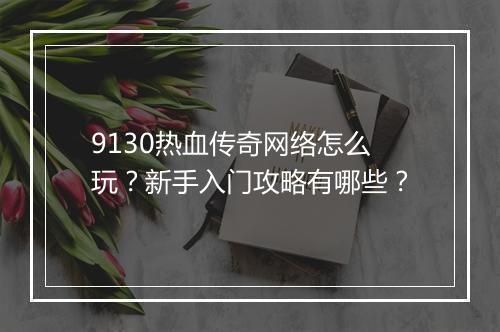 9130热血传奇网络怎么玩？新手入门攻略有哪些？