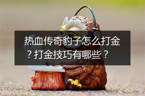 热血传奇豹子怎么打金？打金技巧有哪些？