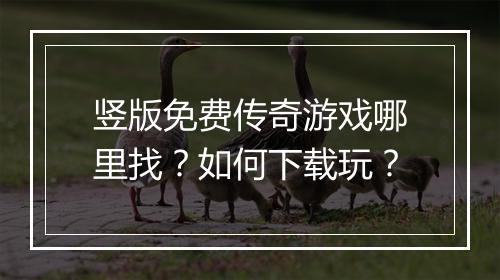 竖版免费传奇游戏哪里找？如何下载玩？