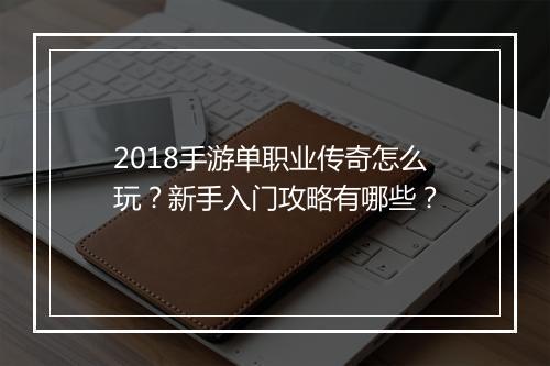 2018手游单职业传奇怎么玩？新手入门攻略有哪些？