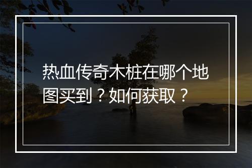 热血传奇木桩在哪个地图买到？如何获取？