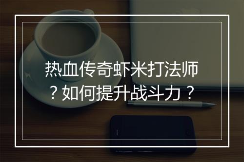 热血传奇虾米打法师？如何提升战斗力？