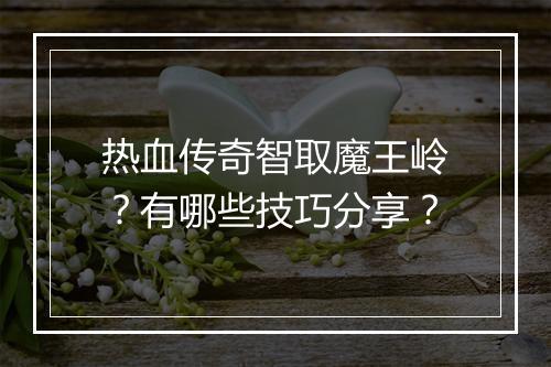 热血传奇智取魔王岭？有哪些技巧分享？