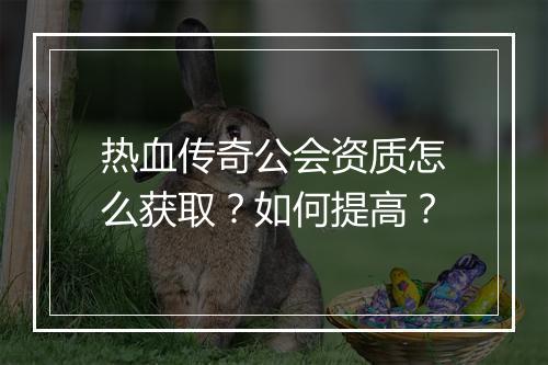 热血传奇公会资质怎么获取?如何提高?