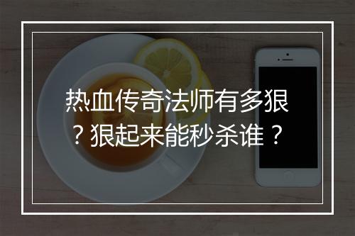 热血传奇法师有多狠？狠起来能秒杀谁？