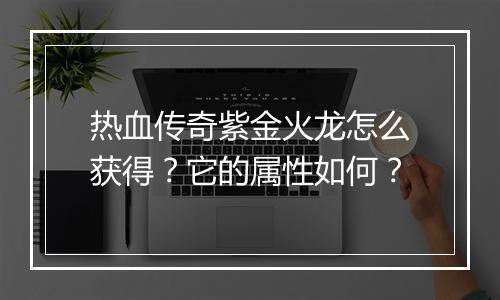 热血传奇紫金火龙怎么获得？它的属性如何？