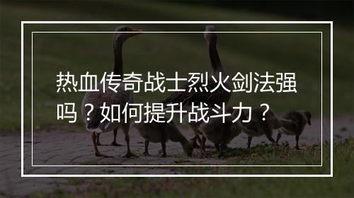 热血传奇战士烈火剑法强吗？如何提升战斗力？