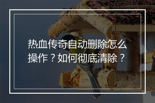 热血传奇自动删除怎么操作？如何彻底清除？