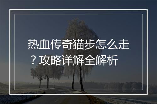 热血传奇猫步怎么走？攻略详解全解析