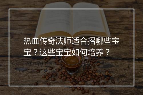 热血传奇法师适合招哪些宝宝？这些宝宝如何培养？