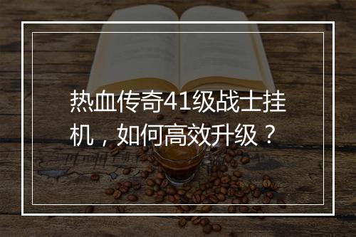热血传奇41级战士挂机，如何高效升级？