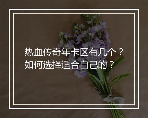 热血传奇年卡区有几个？如何选择适合自己的？