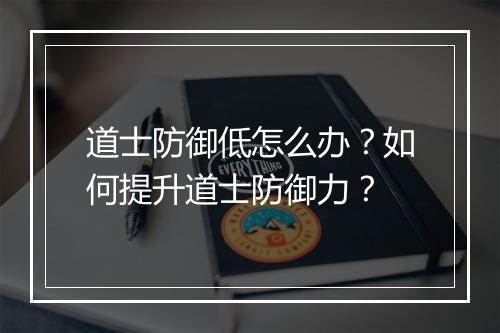 道士防御低怎么办？如何提升道士防御力？
