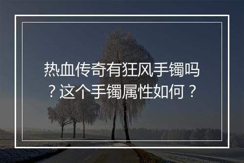 热血传奇有狂风手镯吗？这个手镯属性如何？