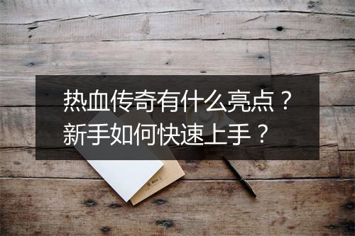 热血传奇有什么亮点？新手如何快速上手？