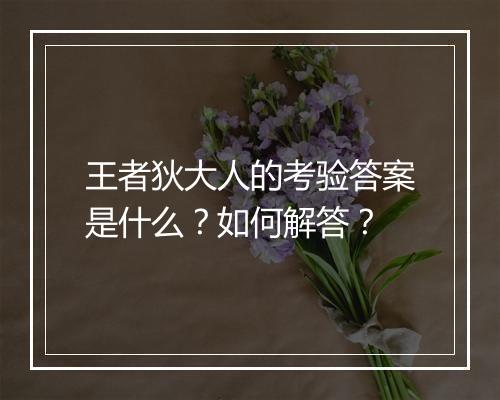 王者狄大人的考验答案是什么？如何解答？