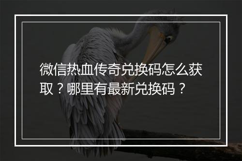 微信热血传奇兑换码怎么获取？哪里有最新兑换码？