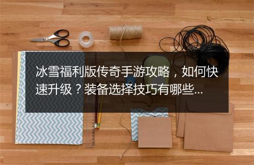 冰雪福利版传奇手游攻略，如何快速升级？装备选择技巧有哪些？