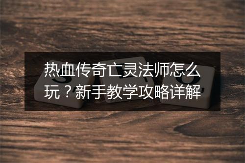 热血传奇亡灵法师怎么玩？新手教学攻略详解