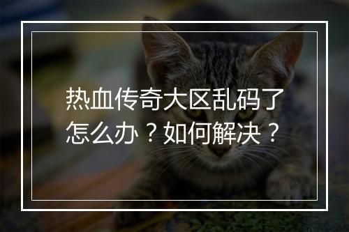 热血传奇大区乱码了怎么办？如何解决？