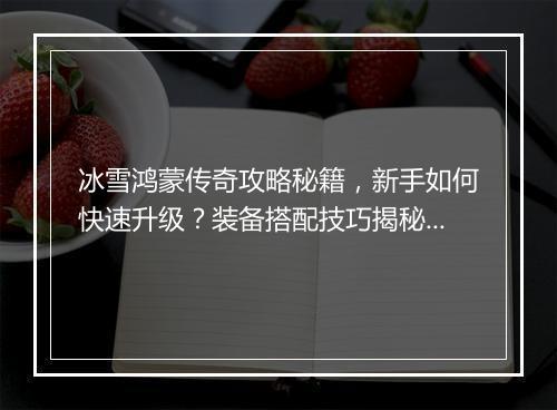 冰雪鸿蒙传奇攻略秘籍，新手如何快速升级？装备搭配技巧揭秘？