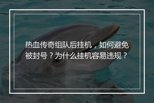 热血传奇组队后挂机，如何避免被封号？为什么挂机容易违规？