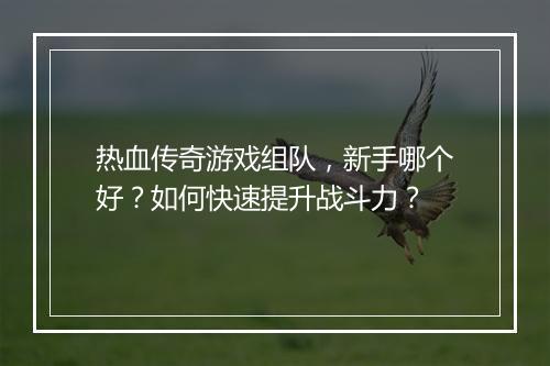 热血传奇游戏组队，新手哪个好？如何快速提升战斗力？
