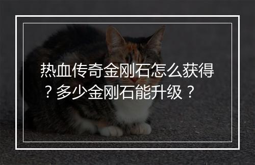 热血传奇金刚石怎么获得？多少金刚石能升级？