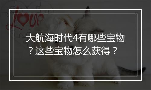 大航海时代4有哪些宝物？这些宝物怎么获得？
