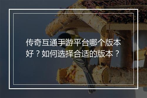 传奇互通手游平台哪个版本好？如何选择合适的版本？