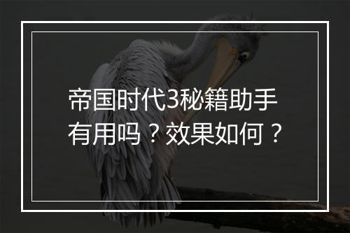 帝国时代3秘籍助手有用吗？效果如何？