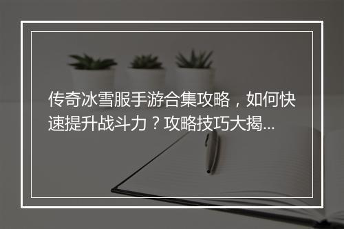 传奇冰雪服手游合集攻略，如何快速提升战斗力？攻略技巧大揭秘！